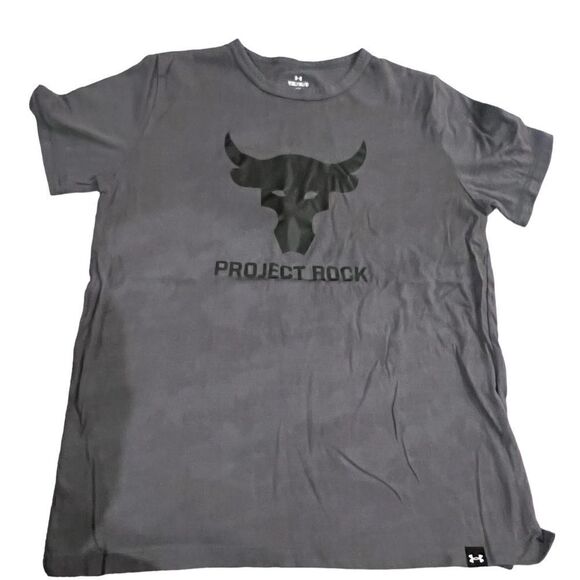 Under Armour Project Rock short sleeved grey crewneck t-shirt boys large - Picture 1 of 8